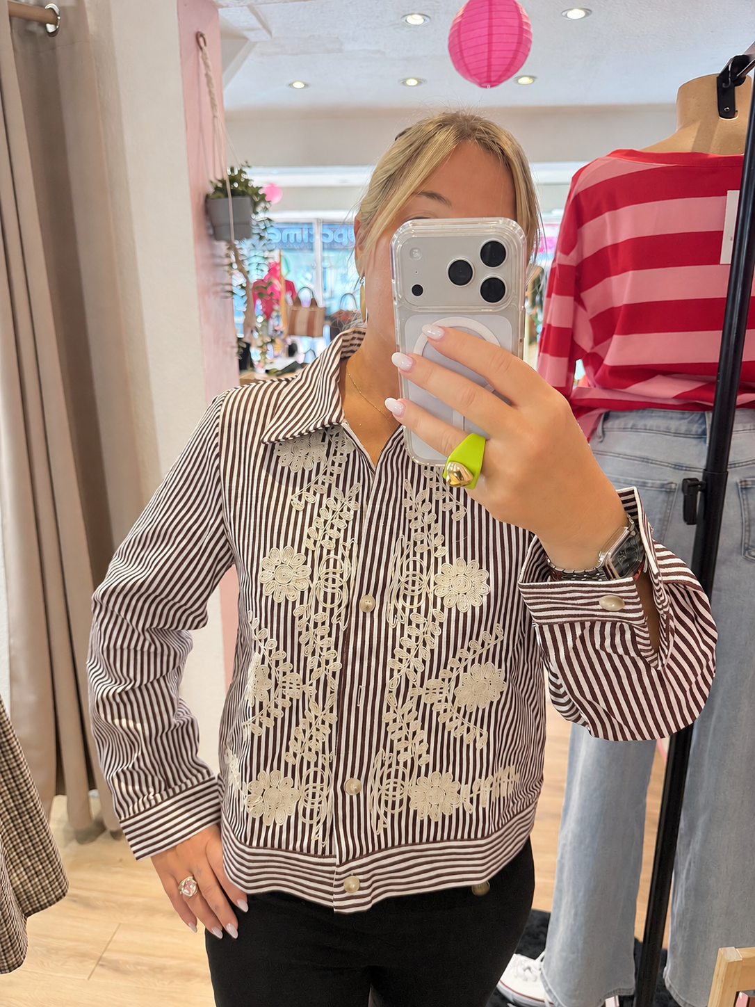 Chemise Clara camel brodée en coton