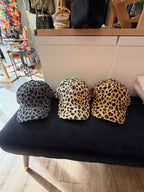 Casquette léopard effet velours femme, taille réglable