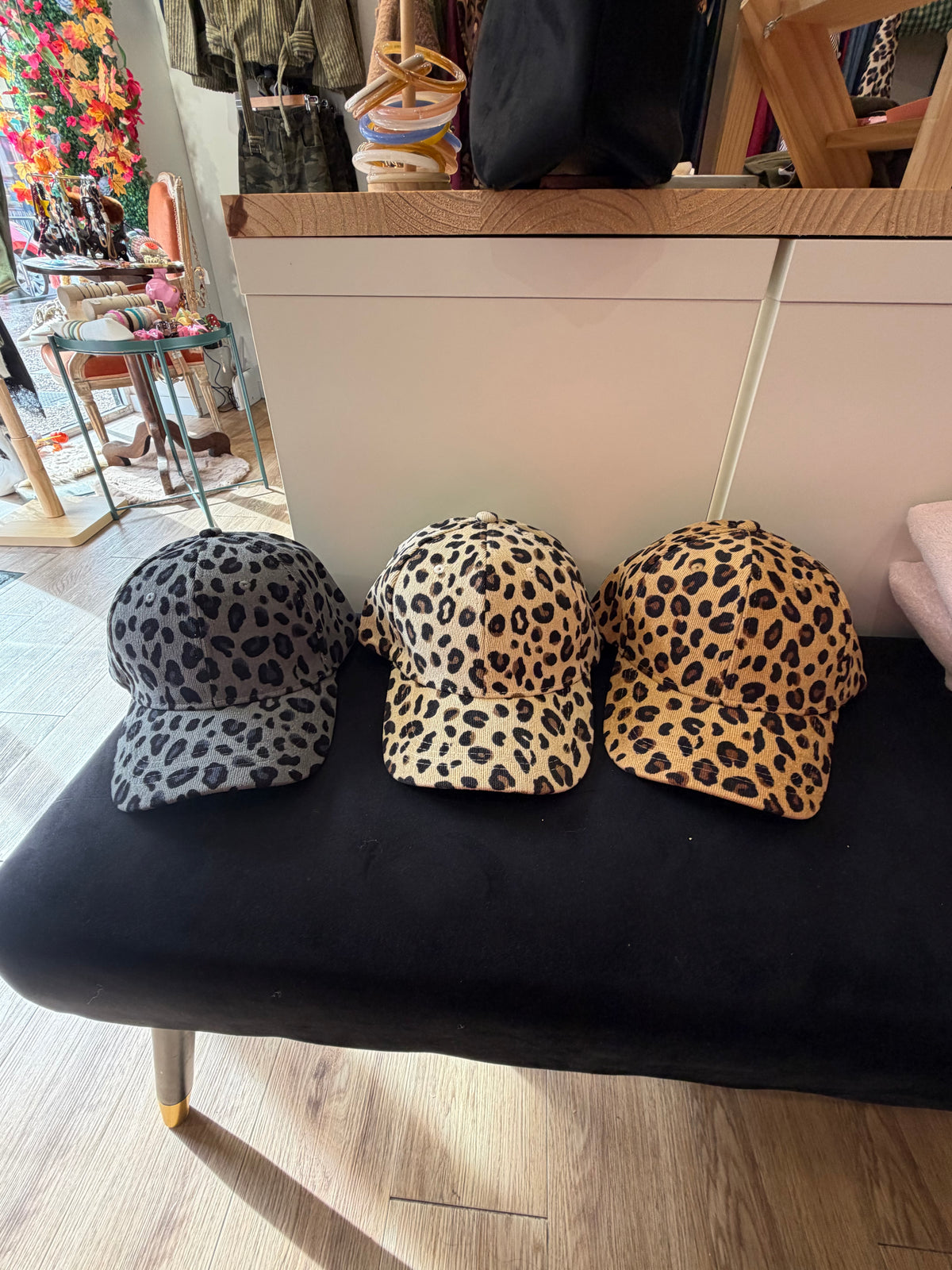 Casquette léopard effet velours femme, taille réglable