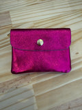 Porte monnaie en cuir de vachette métallisé