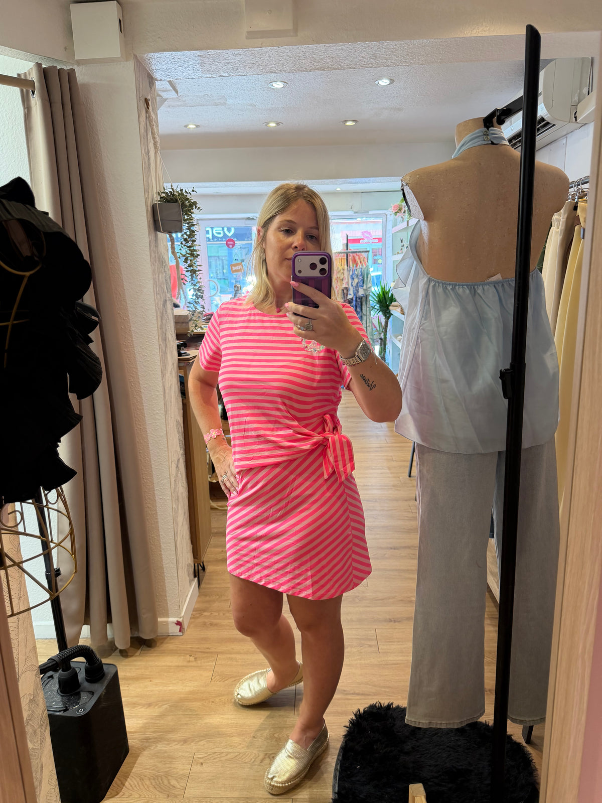 Robe  Tania À Rayures Avec Noeud  A noué à La Taille