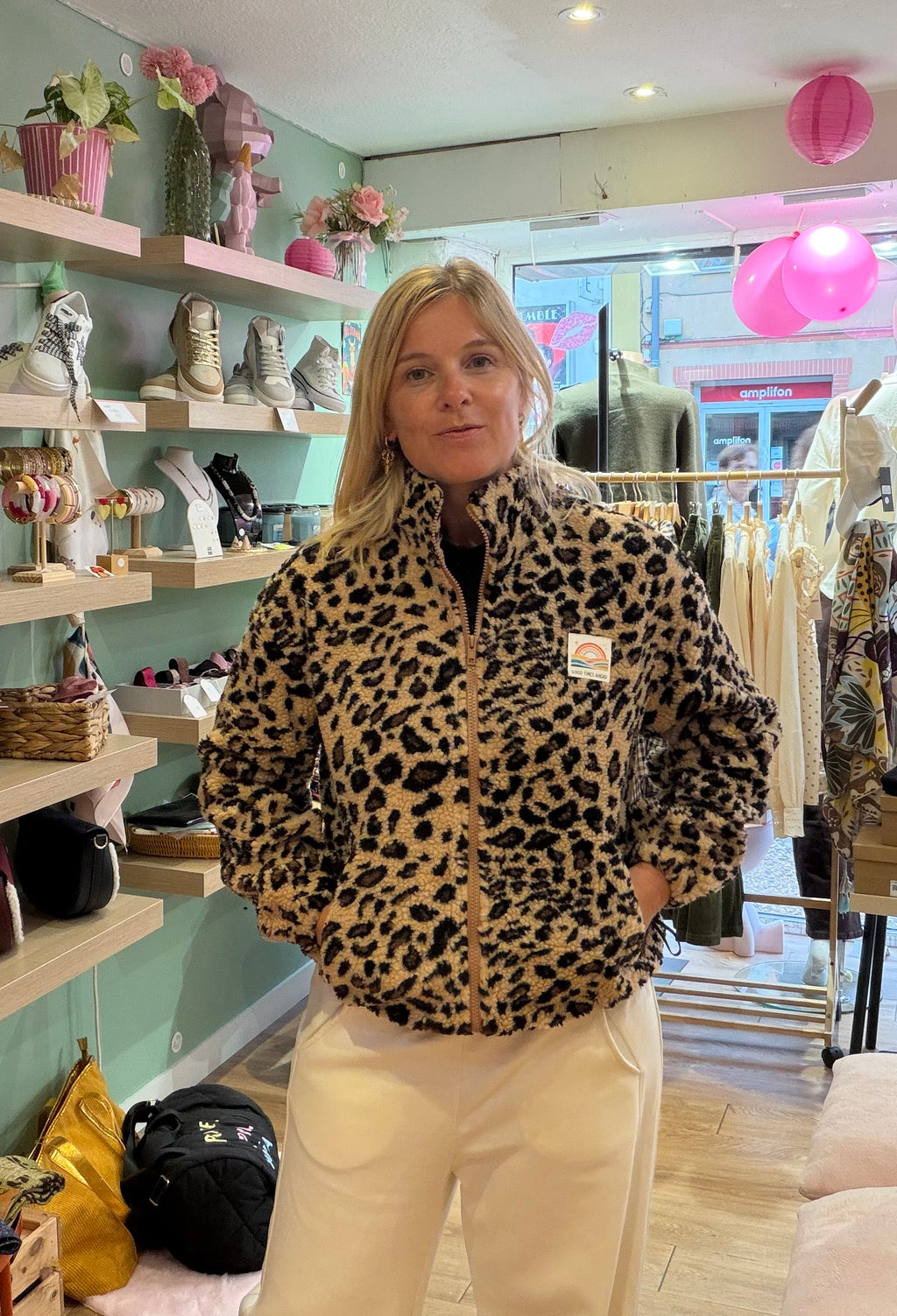 Veste polaire Ophélie à imprimé léopard femme