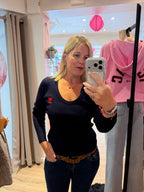 Pull Noelia en maille côtelée avec broderie cœur Amour