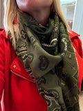 Grand carré bandana en laine et viscose